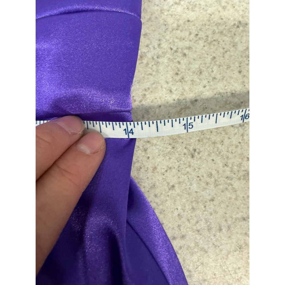 Foxy Purple Satin Babydoll Dress Bow Empire Waist Party Y2K Fairy Sz M - Picture 12 of 14